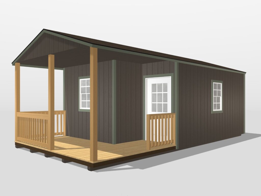 L-Corner Porch Gable Cabin